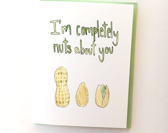 Nuts about Butter, First Anniversary Card, Peanut Butter Card, Nuts About You, Love Note, Funny Love Card, Note for Boyfriend, Husband Gift