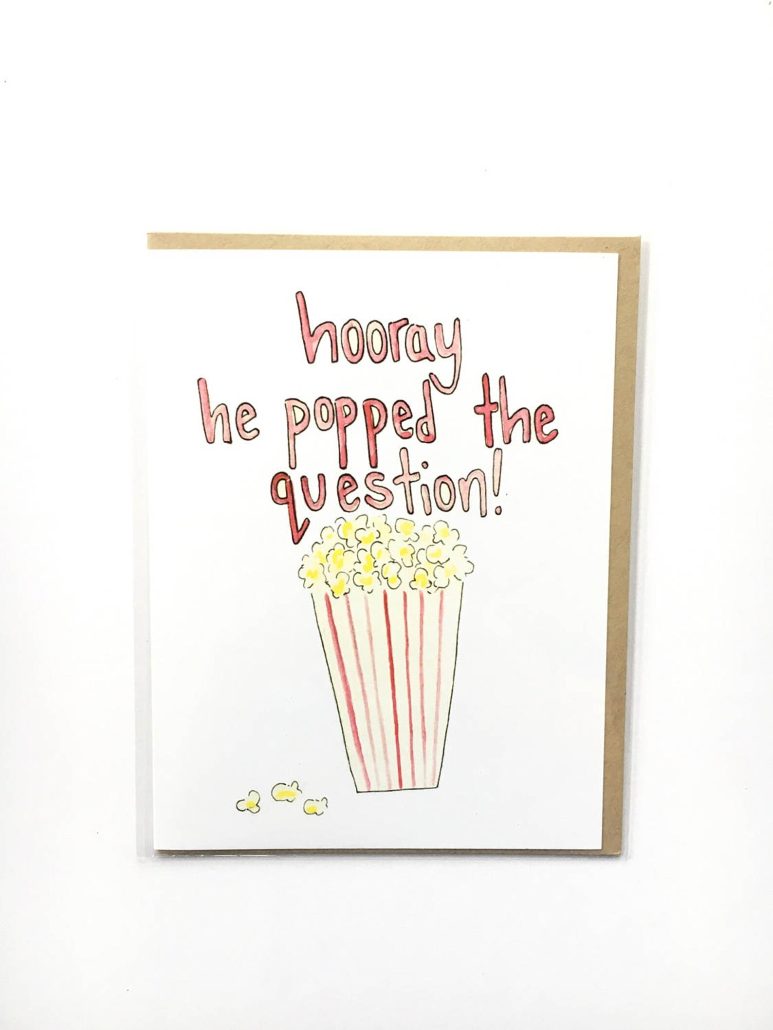 Funny Engagement Card, Popped the Question, Newly Engaged, Popcorn