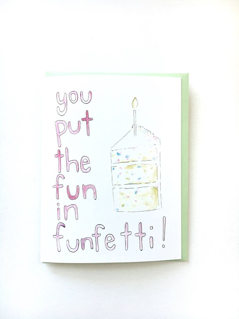 funfetti birthday card, birthday cake for her, sprinkles note card, vanilla birthday cake card, friend birthday card, cake paper goods image 1