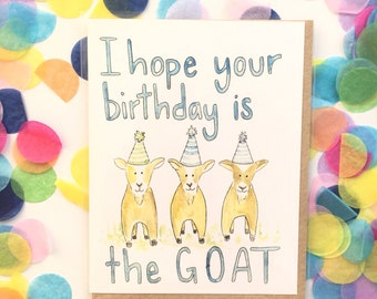 Goat Birthday Card, Patriots Card, Farm Birthday Card, Funny Birthday Card, Office Birthday, Animal Pun Notecard, Punny Birthday from Group