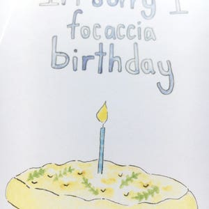 belated birthday card, late birthday card, bread birthday card, watercolor birthday card, happy belated birthday, foodie birthday note image 2