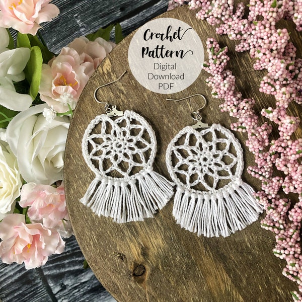 Crochet Pattern, Crochet Earrings, Crochet Earring Pattern, Crochet Hoop Earrings, Crochet Jewelry