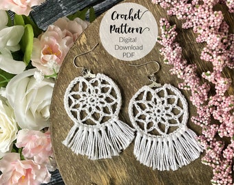 Crochet Pattern, Crochet Earrings, Crochet Earring Pattern, Crochet Hoop Earrings, Crochet Jewelry