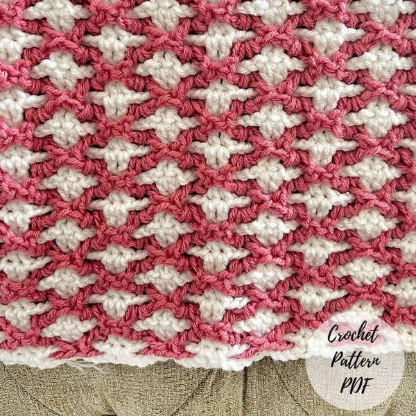 Crochet Blanket Pattern- Crochet Diamond Blanket Pattern- Crochet Baby Blanket Pattern- Crochet Throw Blanket Pattern
