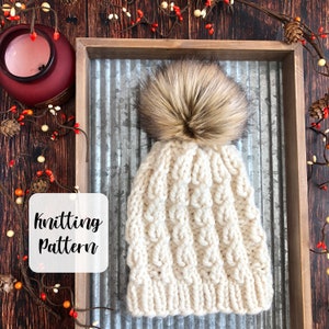 Knit Beanie Pattern- Knitting Pattern- Knit Cabled Beanie- Knit hat pattern