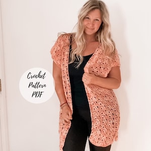 Crochet Cardigan Pattern, Long Cardigan Crochet Pattern,Crochet Summer Top Pattern,Crochet Top Pattern,Easy Crochet Cardigan,Lace Crochet