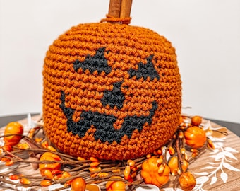 Virkat Halloweenpumpamönster – Pumpalykta, höstdekor (digital nedladdning)