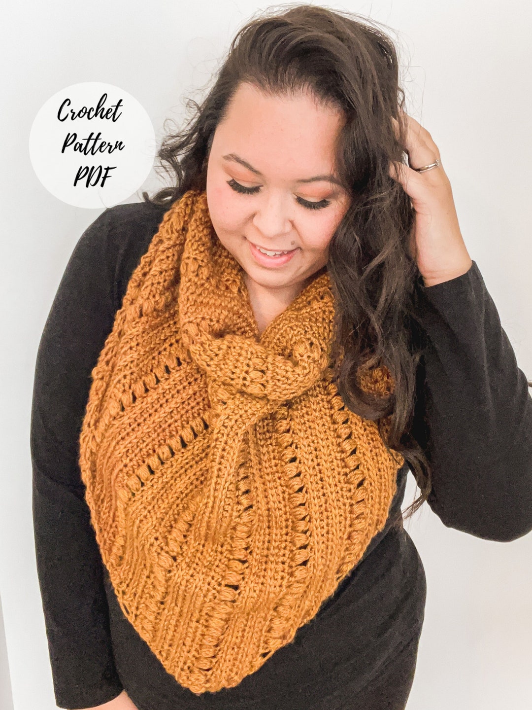 Crochet Scarf Pattern Triangle Scarf Cowl Shawl Oversized Scarf Big