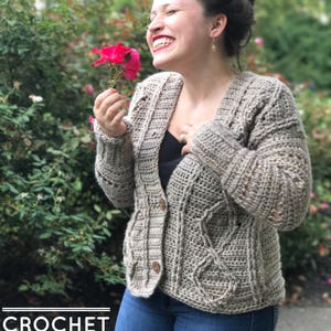 Crochet Sweater Pattern- Crochet Cardigan Pattern- Crochet Top Pattern- Crochet Fall Pattern- Crochet Cable Pattern- Crochet Clothing
