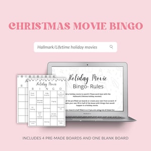 Holiday Movie Bingo Cards- DIY Bingo- Christmas Movie Bingo Game