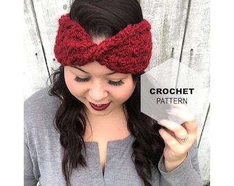 Crochet Headband Pattern- Crochet Pattern- Twisted headband- Crochet turban- Crochet ear warmer