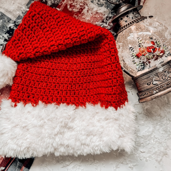 crochet santa hat pattern- crochet holiday hat pattern- crochet long hat pattern- crochet elf hat pattern- crochet Santa Claus hat pattern