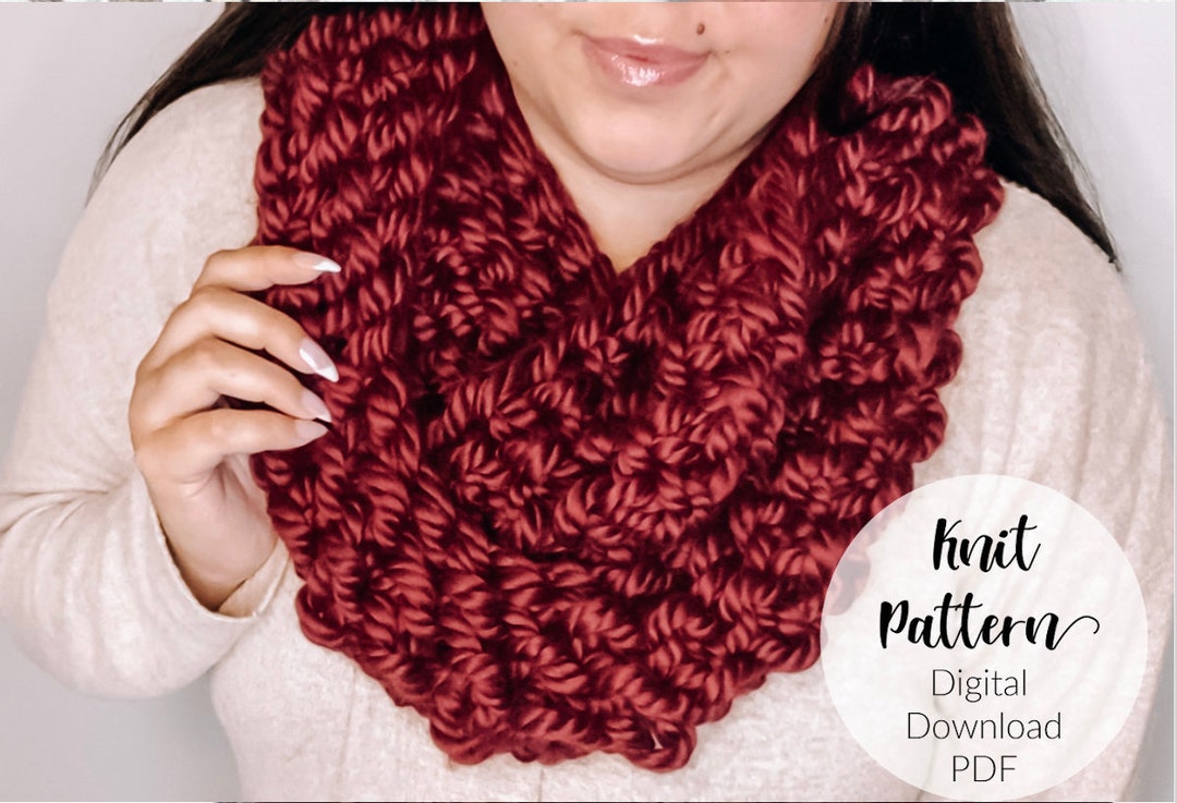 Chunky Knit Infinity Scarf Pattern - US 50 Needles (digital Download ...