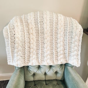 crochet cabled blanket pattern- crochet cable stitch blanket- easy crochet cables- crochet throw blanket- crochet baby blanket