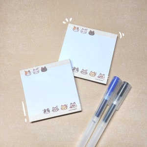 Moody Cat Sticky Note, Animal Self-Stick Writing Pad, Memo Pad Notepad, Cute Stationery Journal Bujo, Kawaii Post It Note, Cat Lover Gift
