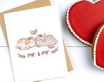 Cute Cat Wedding Card, Mr & Mr Cat Greeting Card, Same Sex Marriage Card, Gay Wedding Card, LGBT Wedding Card, Two Grooms Greeting Card
