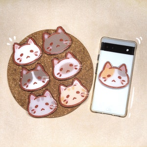 Moody Cat Phone Grip: Acrylic Kawaii Kitten Phone Stand