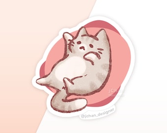 Gray Tabby Cat Sticker: Kawaii Kitten, Laminated Matte Vinyl Decal