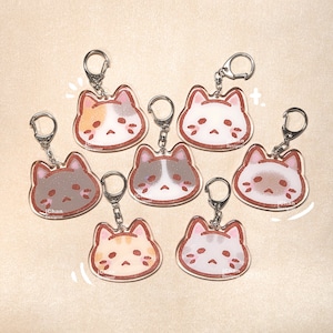 Cute Cat Acrylic Keychain, Double Sided Epoxy, Kawaii Pendant Accessory, Cat Lover Gift