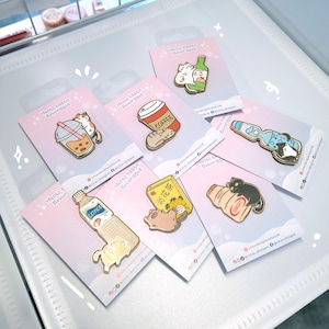 Cute Drinks Cat Enamel Pin, Kawaii Kitten Lapel Pin for Backpack, Animal Pin, Cat Lover Gift for Women, Meow-tastic Beverages