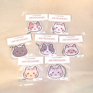 Moody Cat Air Freshener, 7 Style Fruit Scent Fragrance, Cute Animal Car Freshener, Kawaii Car Accessory, Hanging Freshener, Cat Lover Gift