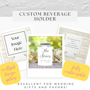 Custom Wedding Can Coolers – Personalized Foam Beverage Holders for 12 oz Cans – Bridal Shower & Wedding Favors – Custom Drink Sleeves