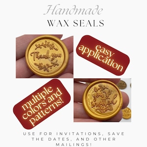Handmade Wax Seal Stickers for Wedding Invitations, Bridal Envelope Seals, Thank You Cards, Easy Application Wax Stamps, Multiple Colors
