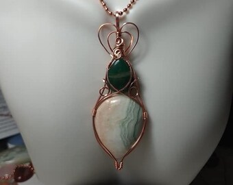 Gorgeous Copper Aranya Elven Green Crazy Lace & Aventurine Protection Amulet  gift for her Wire Wrapped One Of A Kind Boho Artisan