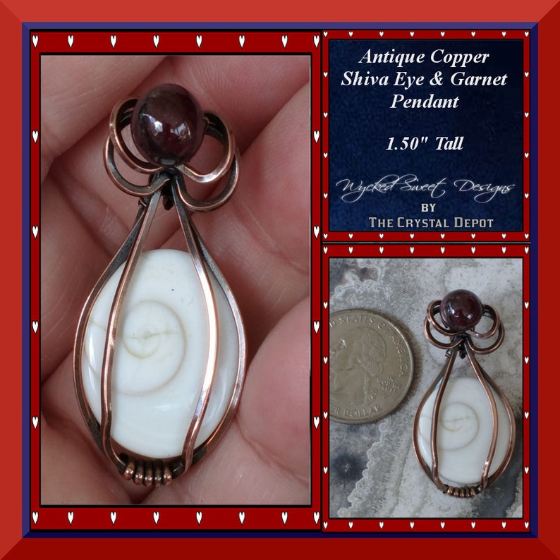 Shiva Eye wire wrapped pendant in Antiqued Copper