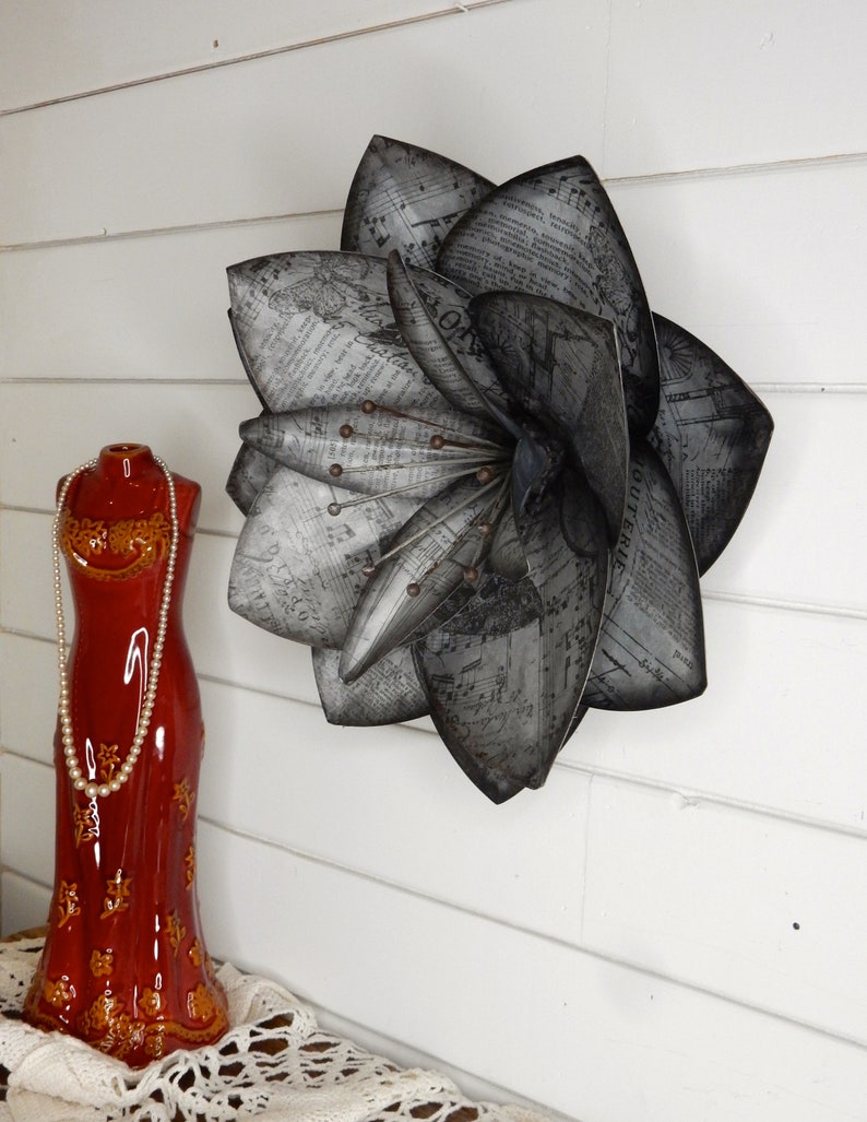 Galvanized Metal Flower Wall Decor Metal Wall Decor Etsy