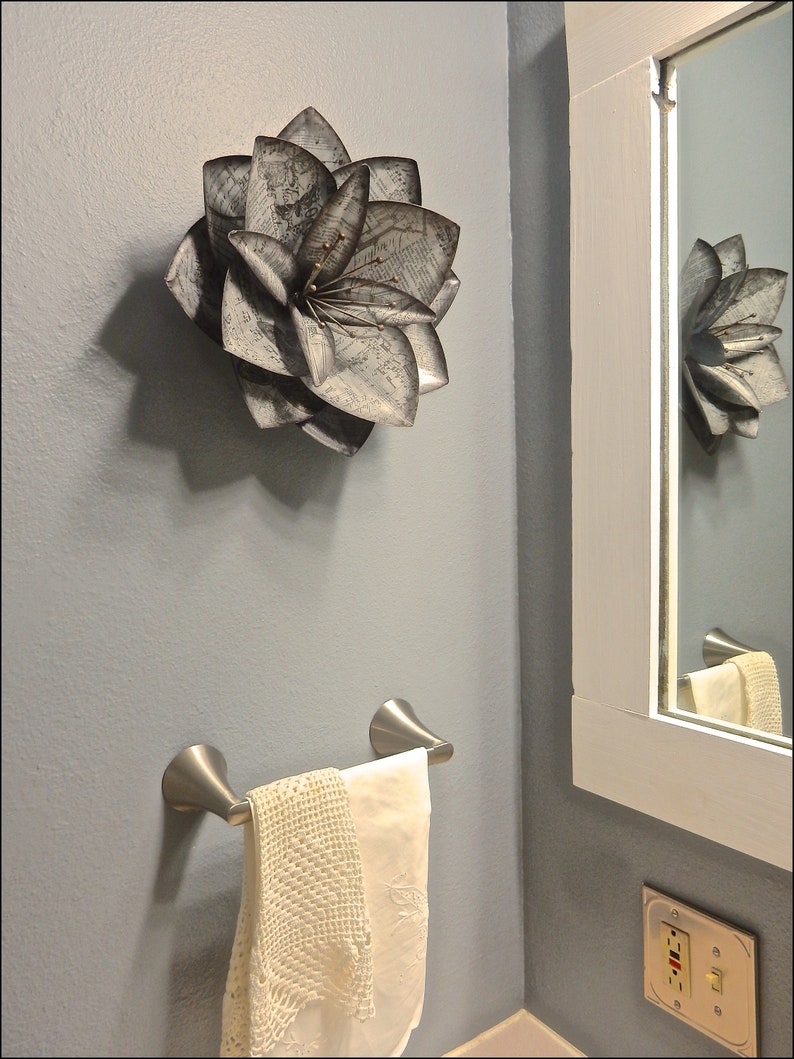 Galvanized Metal Flower Wall Decor Metal Wall Decor Etsy