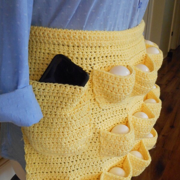 Hand Crocheted Egg Gathering Apron - Egg Collecting Apron - Chicken Egg Apron