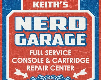 Personalized Nerd Garage Arcade Poster Man Cave Gameroom Sign