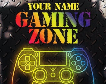 Personalized Gaming Zone Poster Gameroom Sign