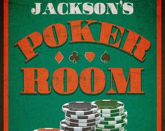 Personalized Poker Room Poster Man Cave Gameroom Sign