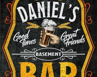Personalized Bar Poster Man Cave Craft Beer Basement Home Sign