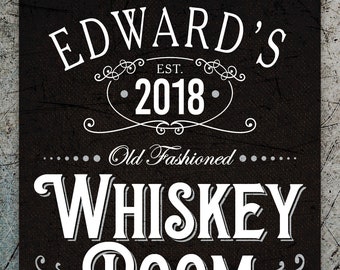 Personalized Whiskey Room Bourbon Bar Poster Man Cave Sign