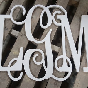 Monogram Wooden Wedding Modern 3 Letter Script and Block