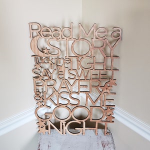 Read Me a Story Tuck Me in Tight Say a Sweet Prayer & Kiss Me Goodnight Wooden Nursery Boys Girls Sign