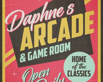Personalized Vintage Arcade Poster Man Cave Gameroom Sign