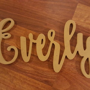 Custom wooden name cursive script fun font
