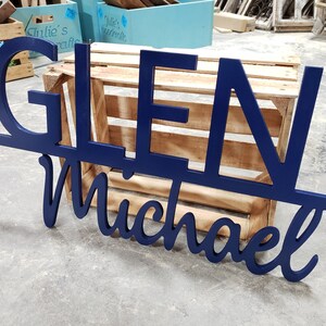 Custom two name first and middle wooden nursery baby sign