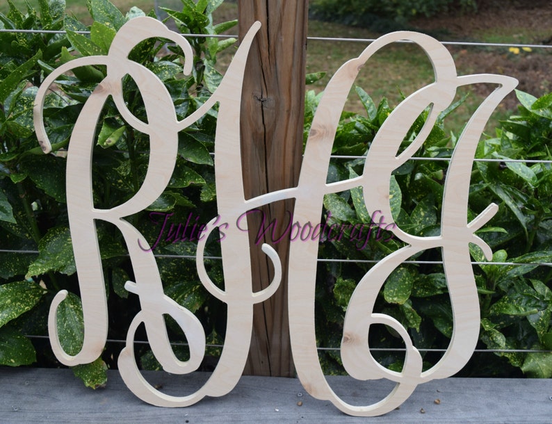 3 letter monogram script nursery baby wooden wall decor | Etsy