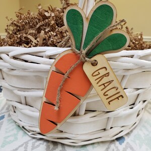 Easter Bunny Basket Carrot Kids Tag