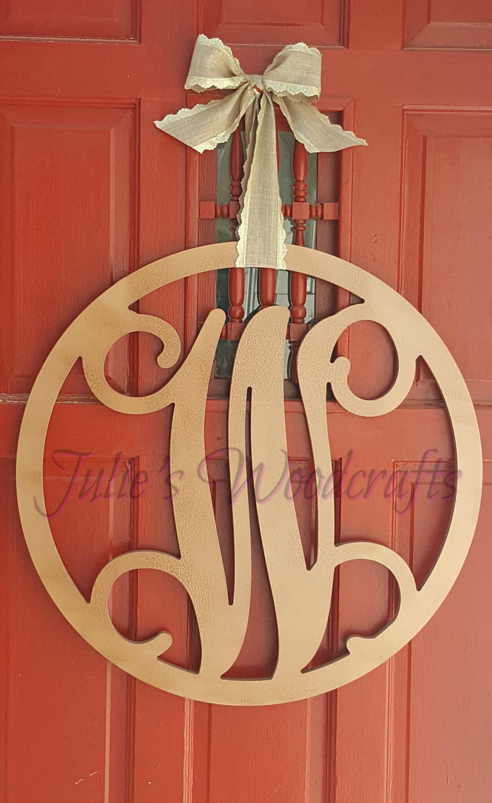 Initial Door Hanger or Wall Decor Wooden Circle Monogram Etsy