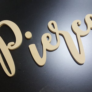 Custom wooden name cursive script fun font