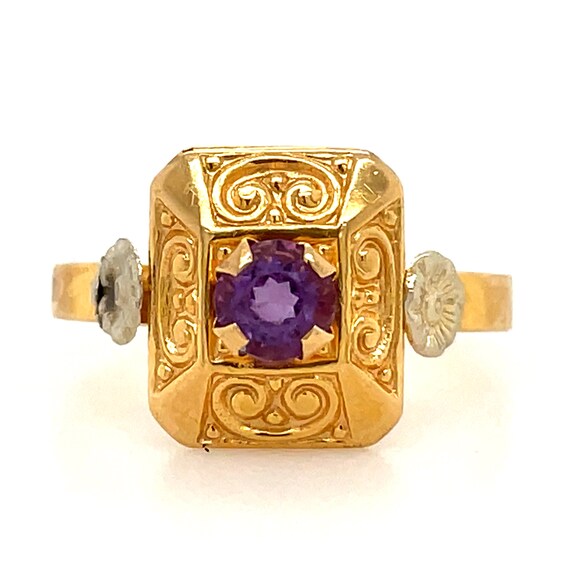 Vintage 18kt gold Amethyst Ring, Ladies vintage ri