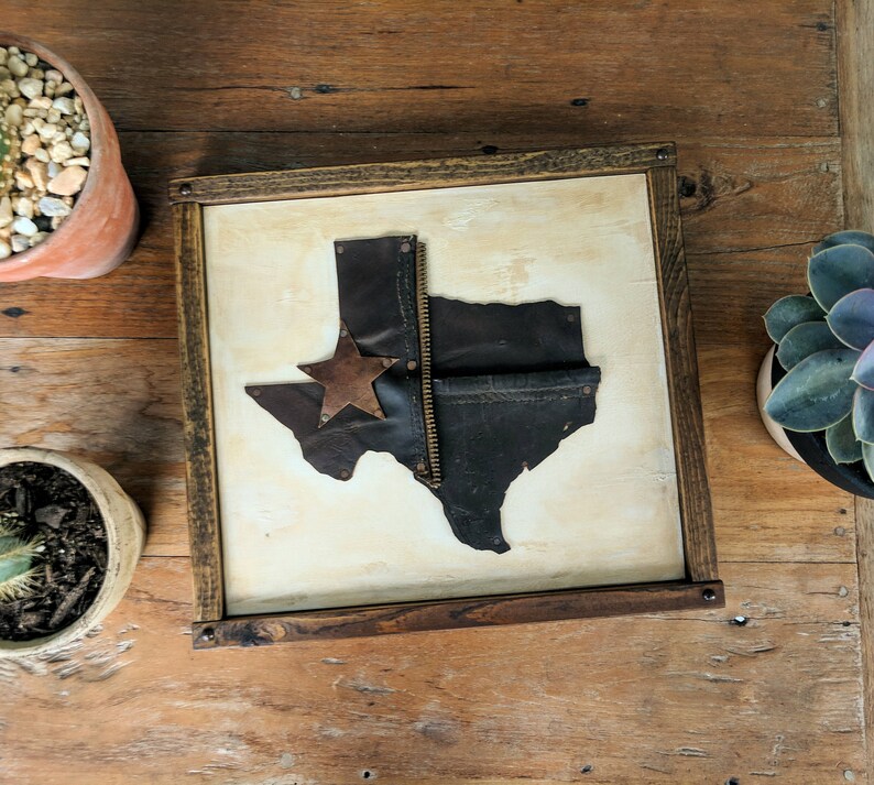 Rustic Texas Wall Decor Art Leather Lone Star State Cowboy Man Cave Strong Wood Sign Gifts For Texans Him