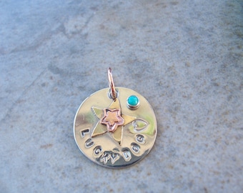 Sterling Silver, Copper and Turquoise Dog Tag