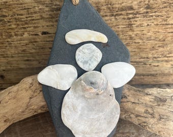 Scottish Sea slate and oyster  shell large Guardian Angel